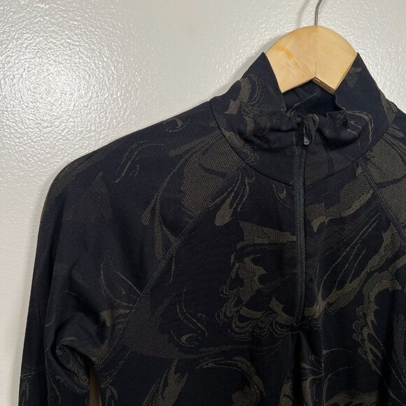 Athleta Momentum Seamless Half Zip Size Small Black Brown Running Workout Hiking - Picture 4 of 9